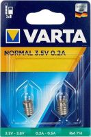 Лампа аргоновая 714 для фонаря шар 0,7 Вт 0,2 А 3,5 В цоколь E10 Varta 714000402М, 2 шт в блистере